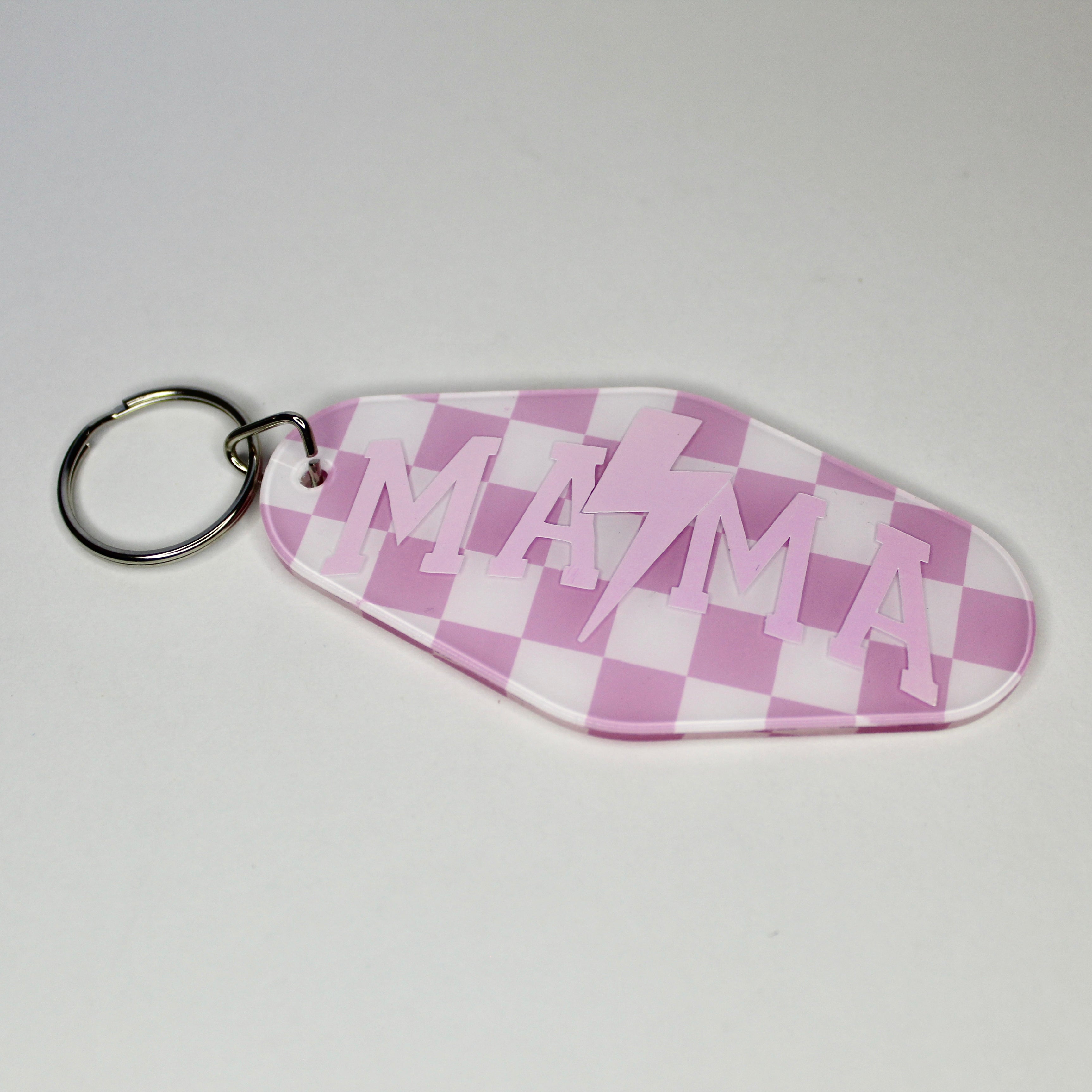 Checkered Mama Retro Keychain