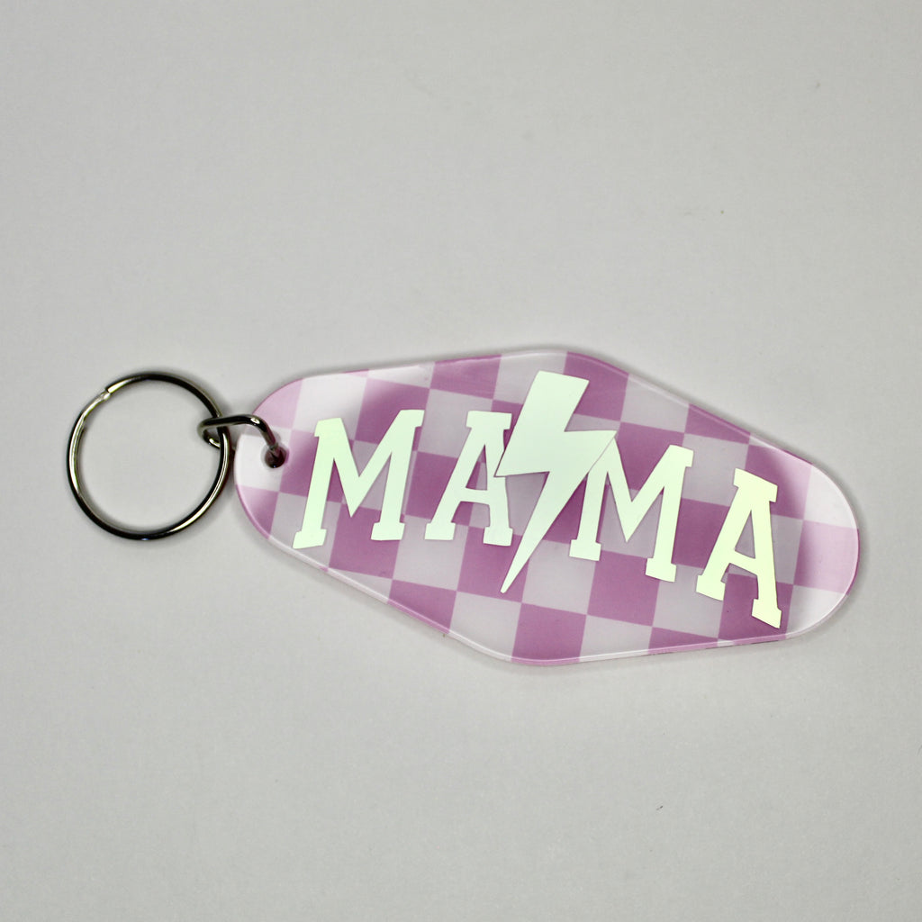 Checkered Mama Retro Keychain