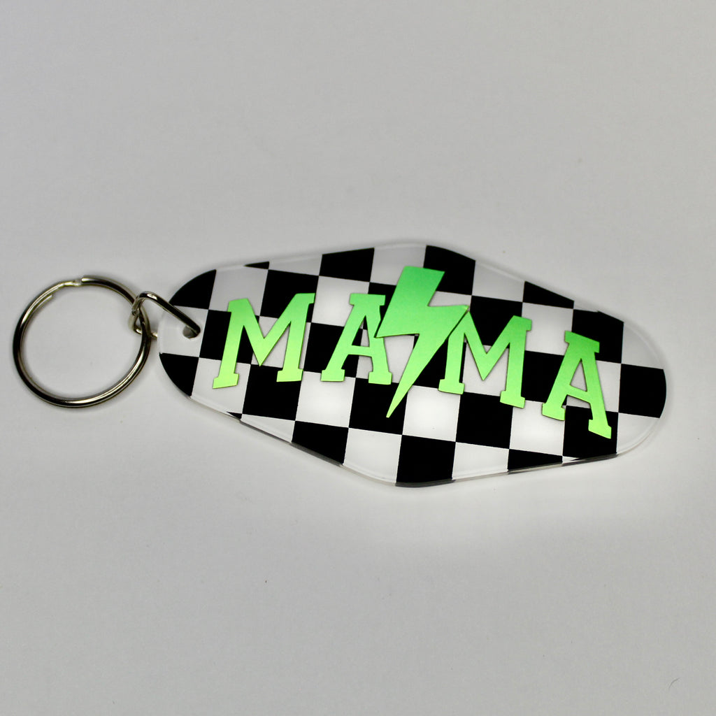 Checkered Mama Retro Keychain