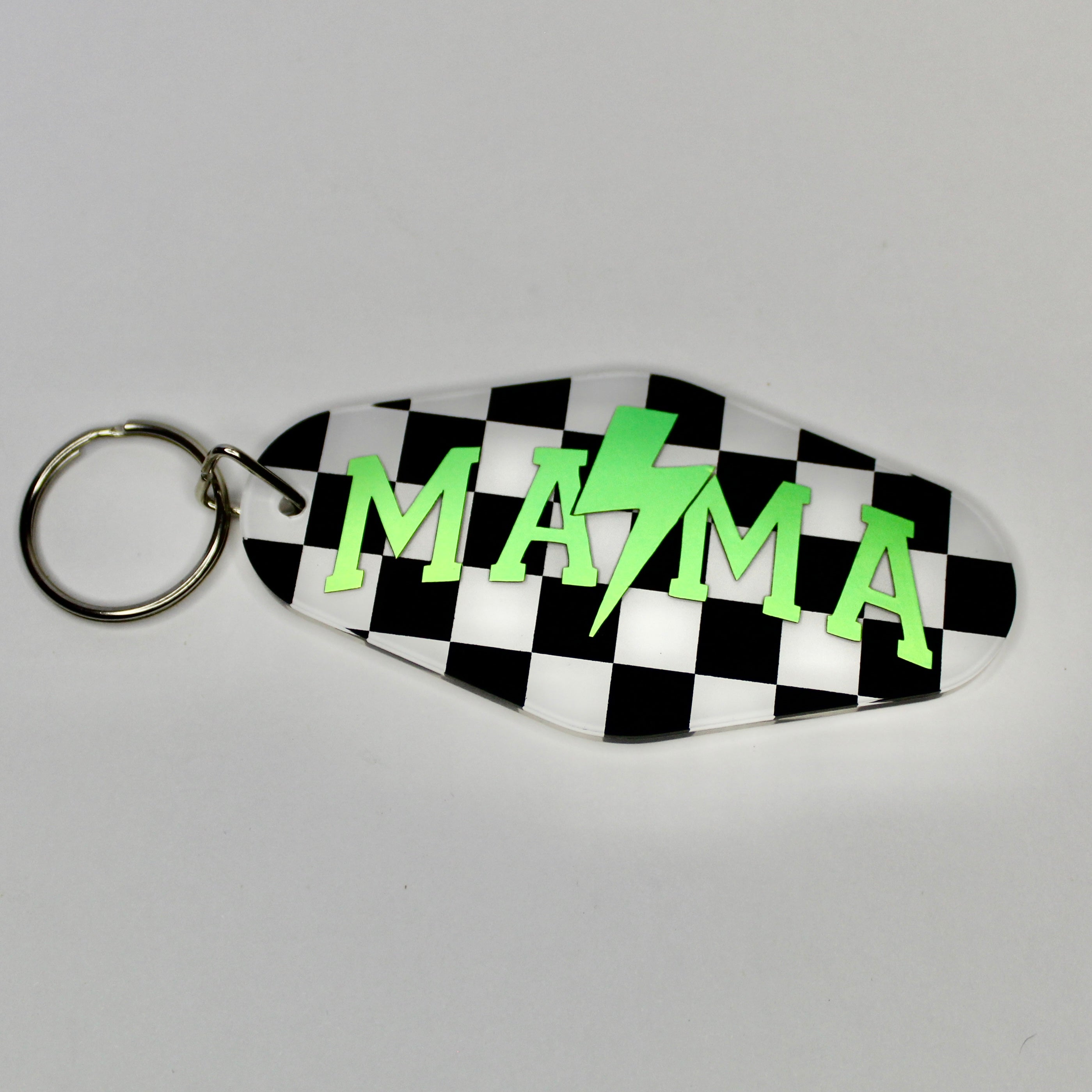 Checkered Mama Retro Keychain