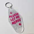 Please Let Me Merge Retro Glitter Keychain