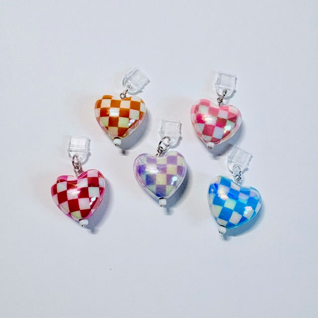 Checkerboard Heart Charger Charm