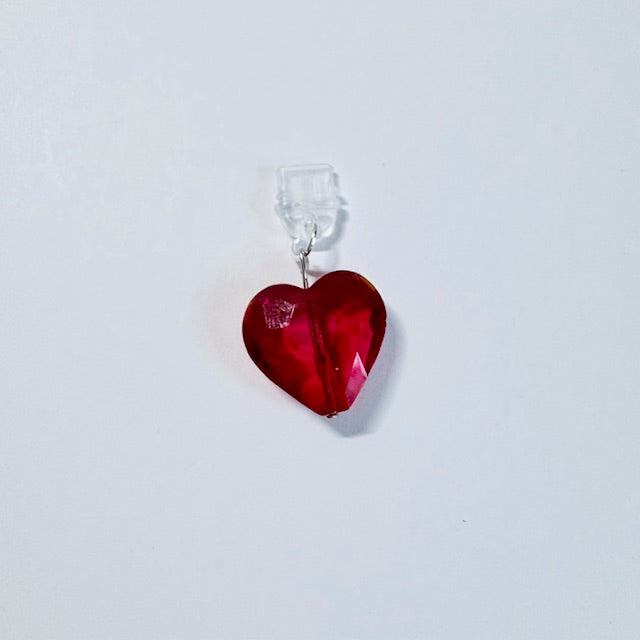 Ruby Faceted Heart Charger Charm
