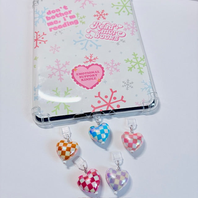 Checkerboard Heart Charger Charm