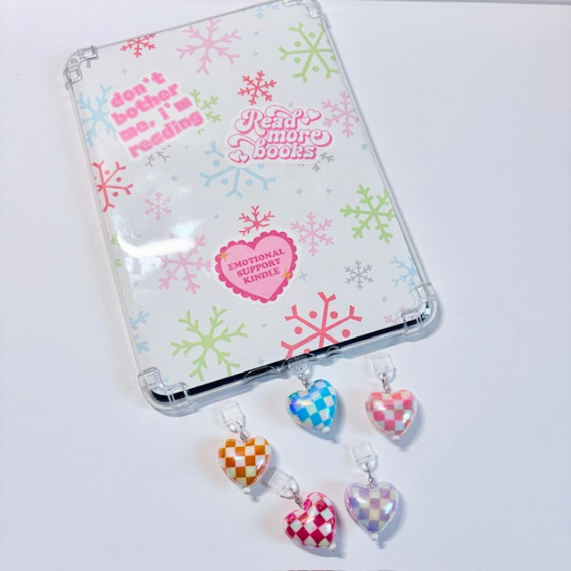 Checkerboard Heart Charger Charm