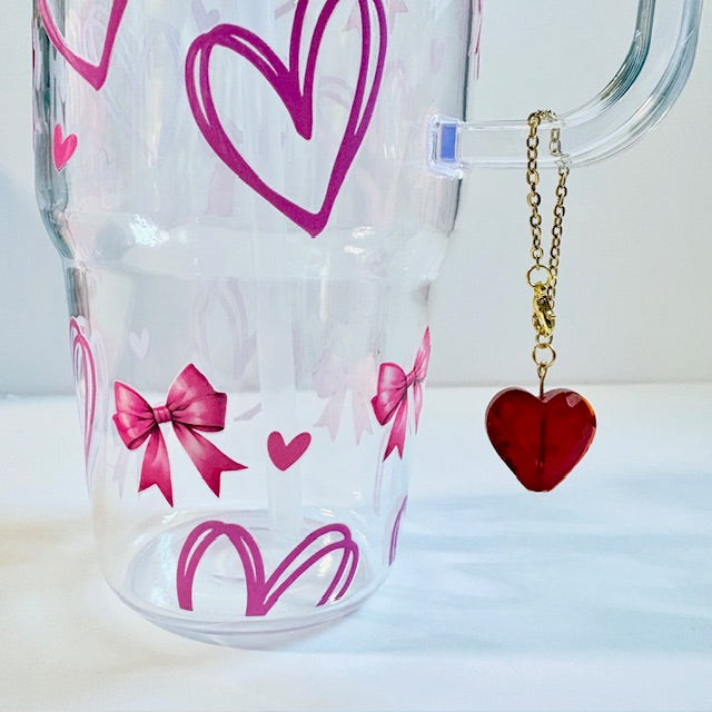 Ruby Faceted Heart Tumbler Charm