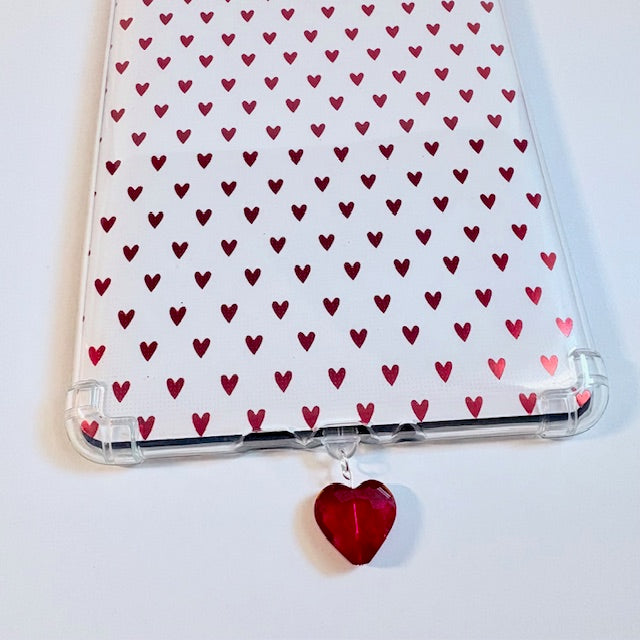 Ruby Faceted Heart Charger Charm