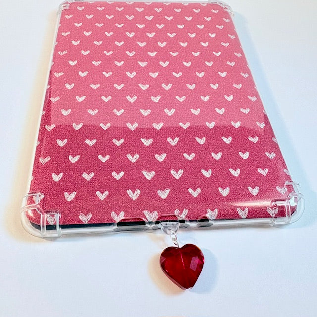 Ruby Faceted Heart Charger Charm