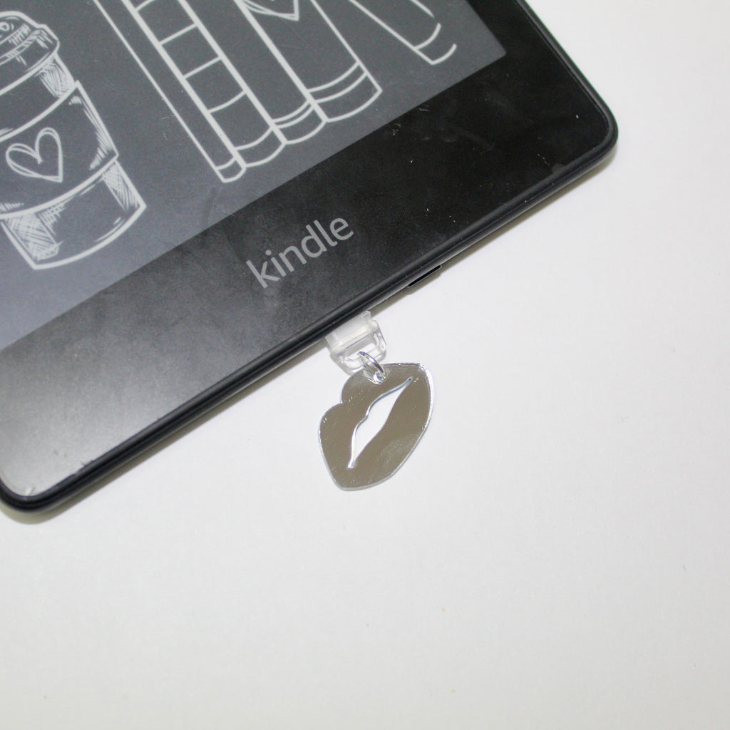 Silver Mirror Lip Charger Charm