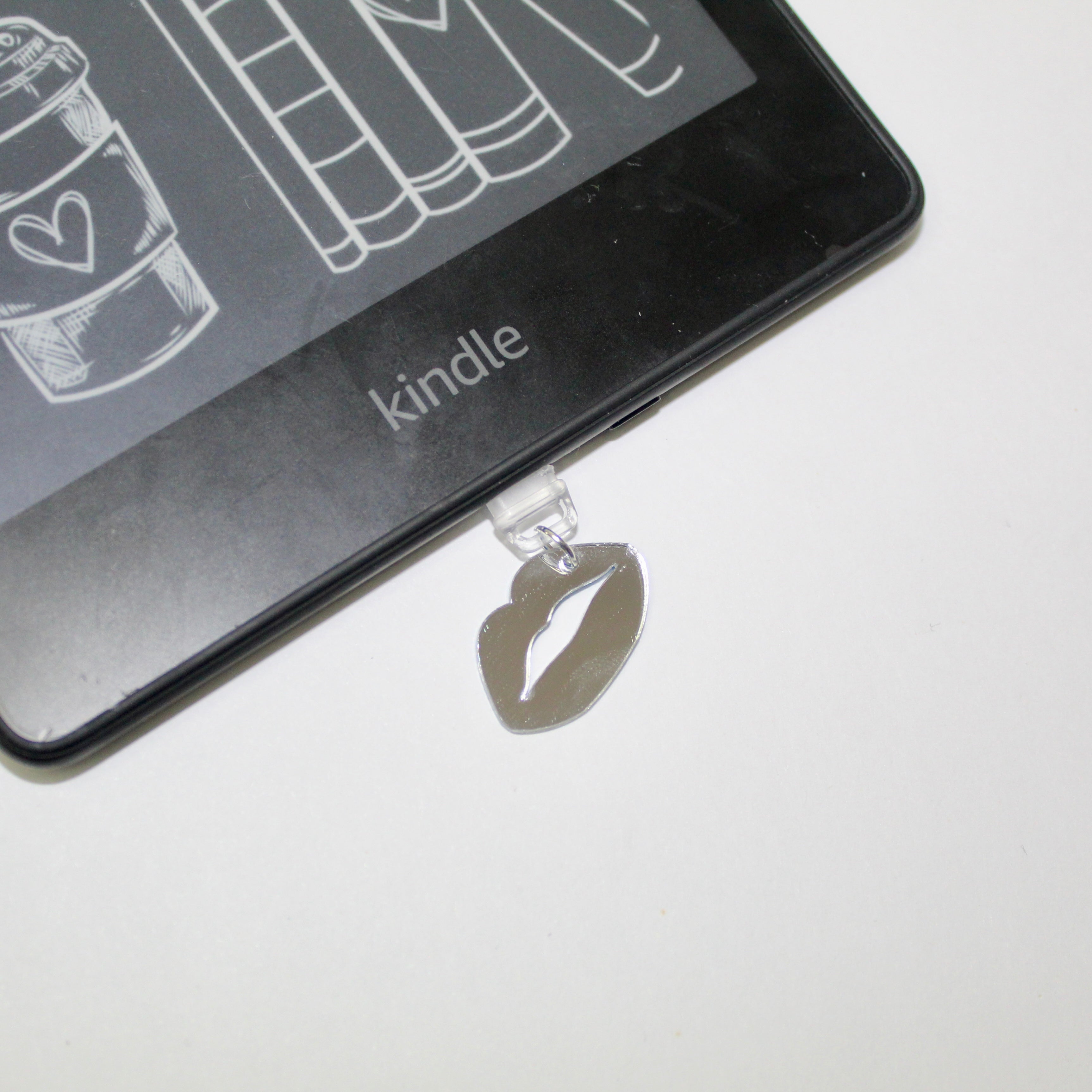 Silver Mirror Lip Charger Charm
