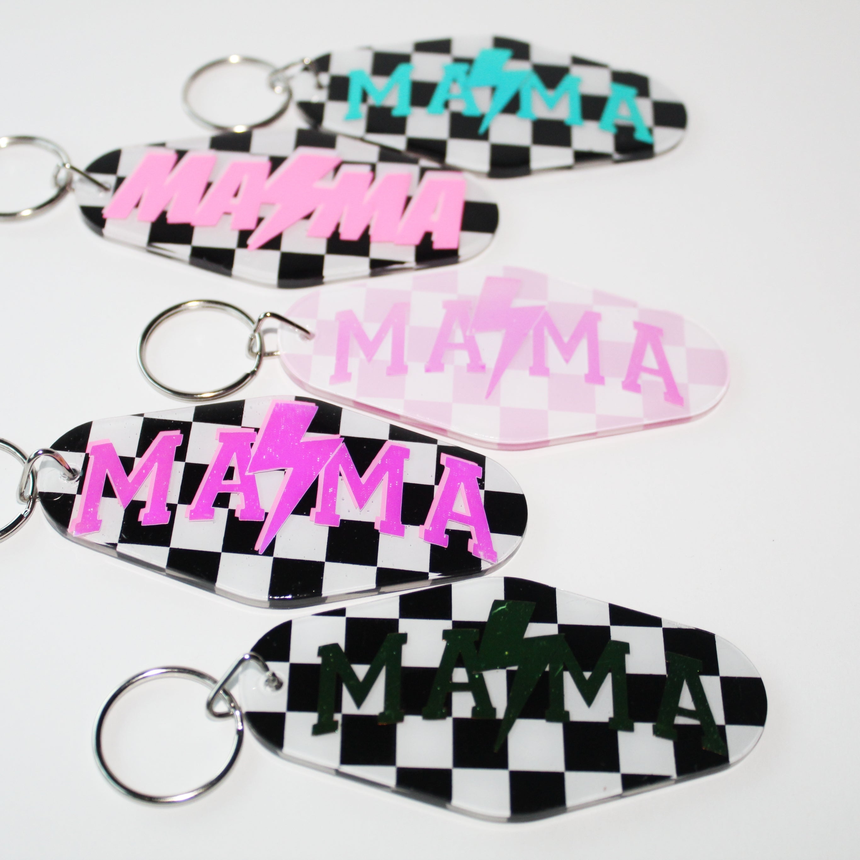Checkered Mama Retro Keychain