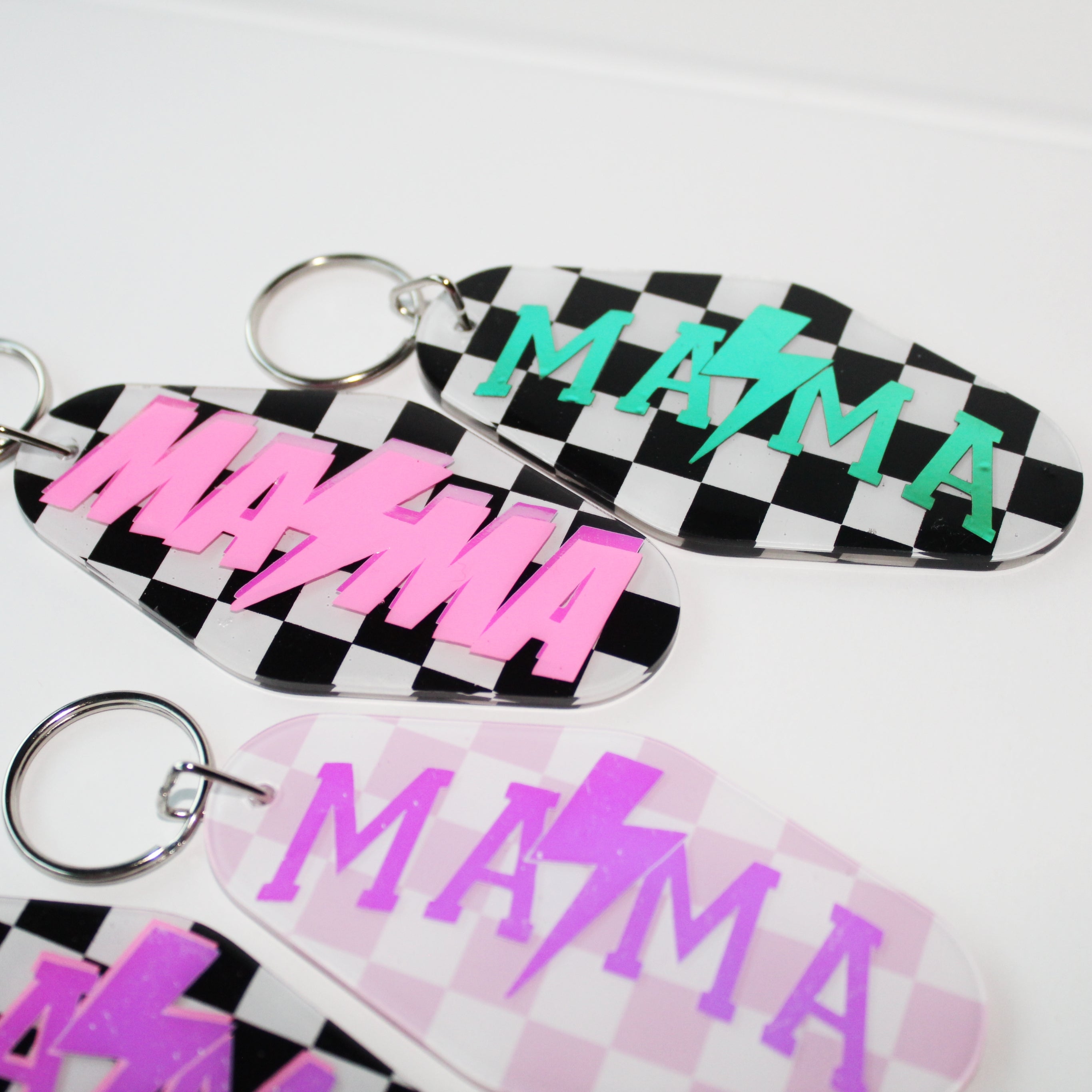 Checkered Mama Retro Keychain