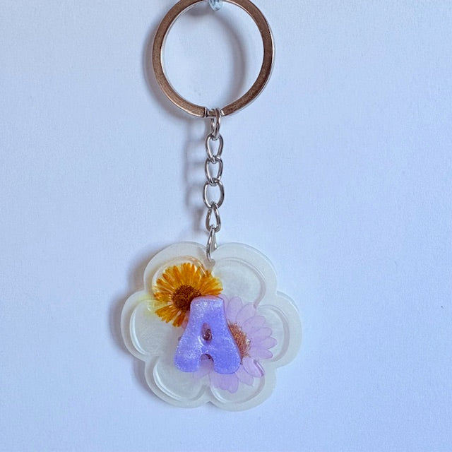 Custom Blooming Initial Keychain