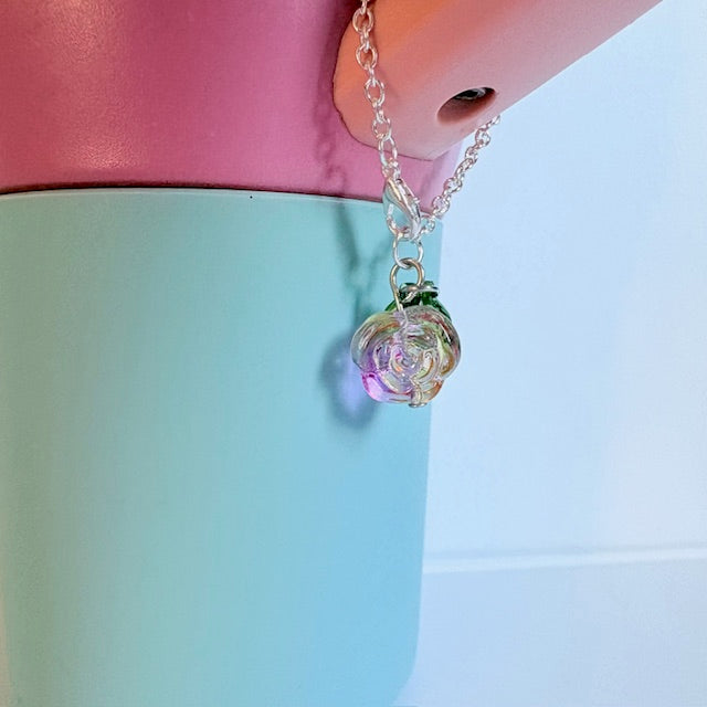 Sparkling Rose Tumbler Charm