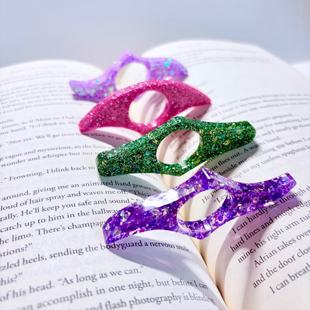 Purple Glitter Resin Book Page Holder