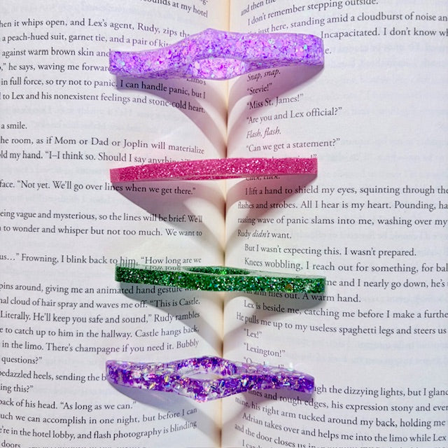 Purple Glitter Resin Book Page Holder