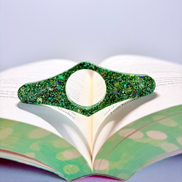 Green Glitter Resin Book Page Holder