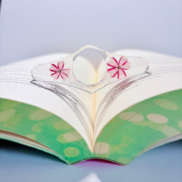 Pink Floral Resin Book Page Holder