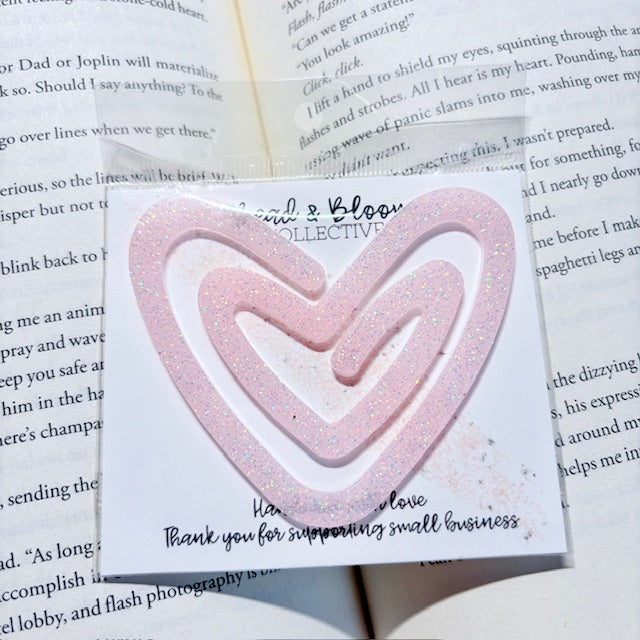 Sparkling Heart Resin Bookmark