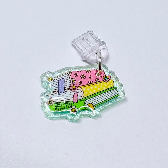 Cozy Book Stack Charger Charm