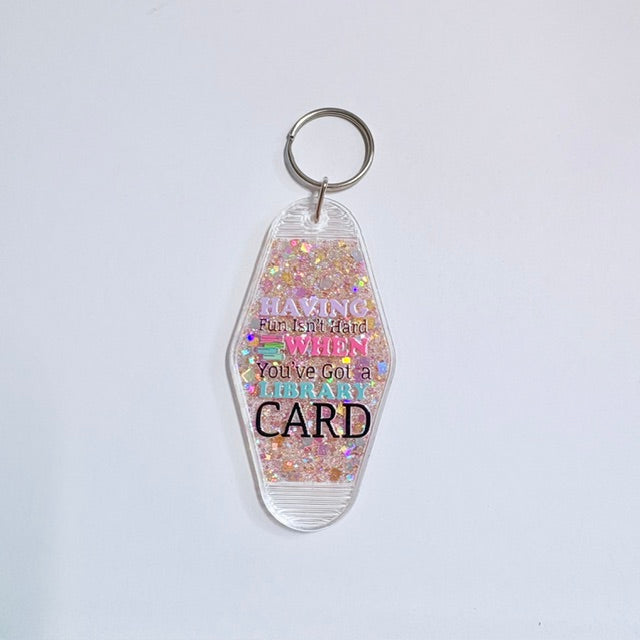 The Library Card Vintage Motel Keychain