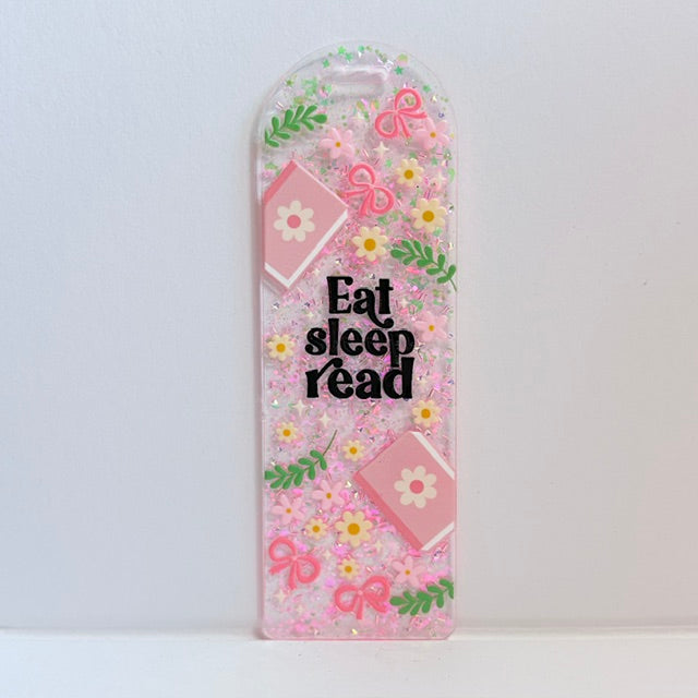 The "Eat Sleep Read" Pastel Glitter Bookmark