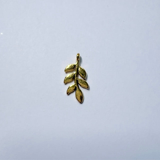 Dainty Olive Branch Leaf Charm
