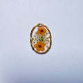 Orange Pressed Flower Oval Frame Charm