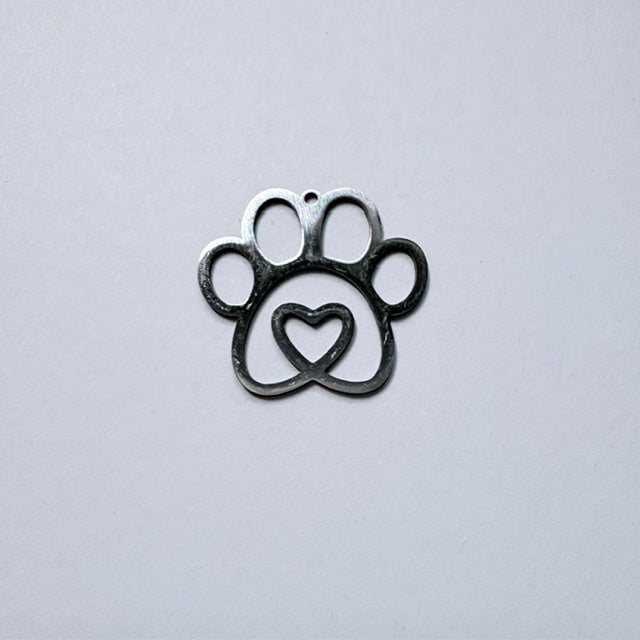 Heart Paw Print Frame Charm