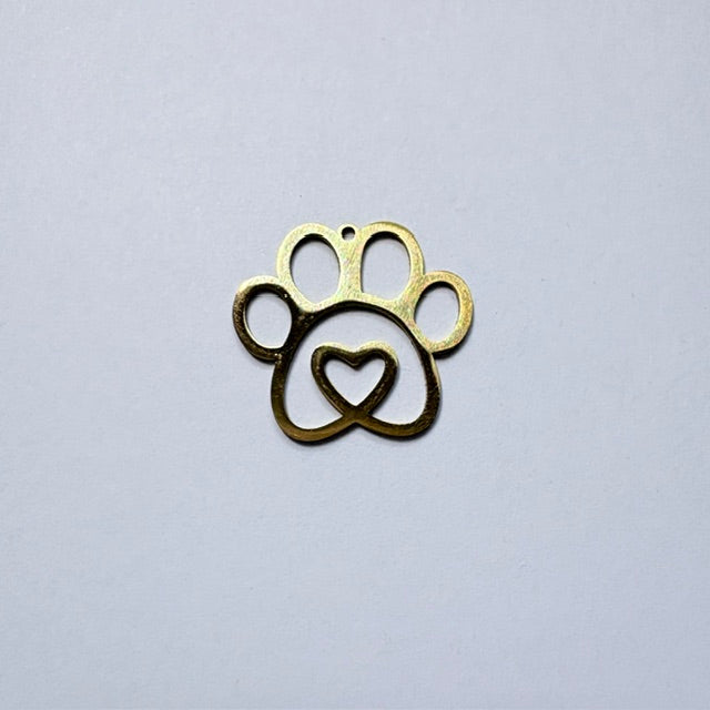Heart Paw Print Frame Charm