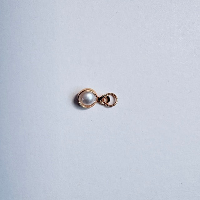 Dainty Faux Pearl Bezel Charm