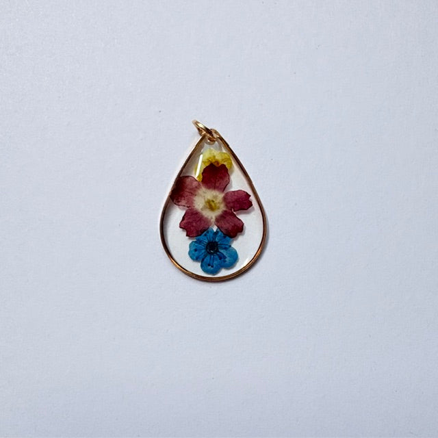 Pressed Flower Teardrop Frame Charm