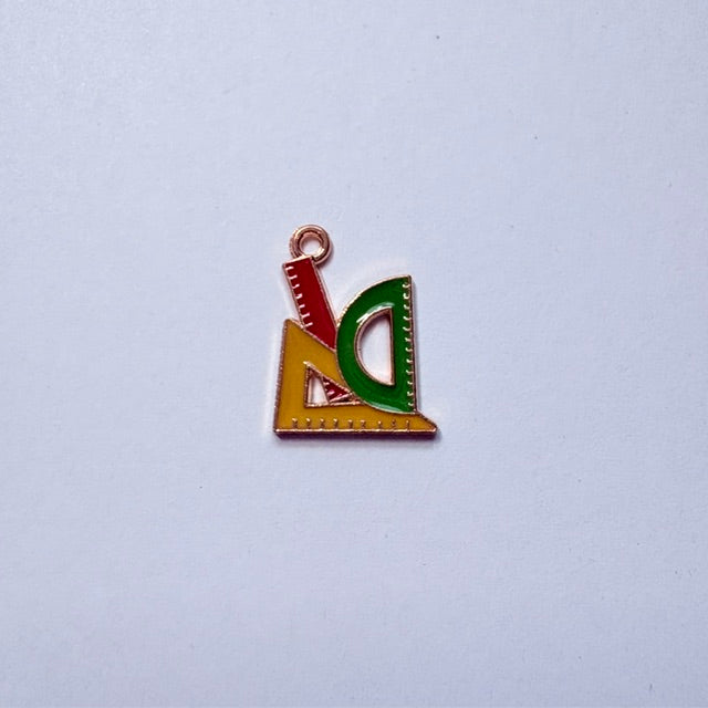 School Ruler and Compass Charm
