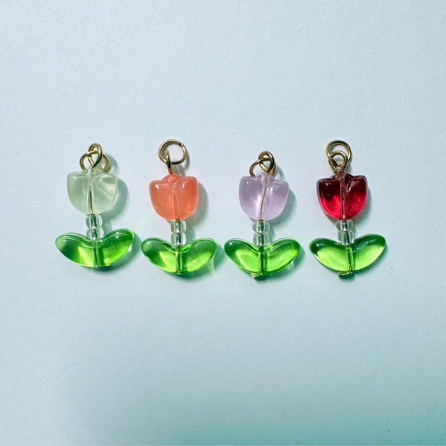 Translucent Glass Tulip Charms