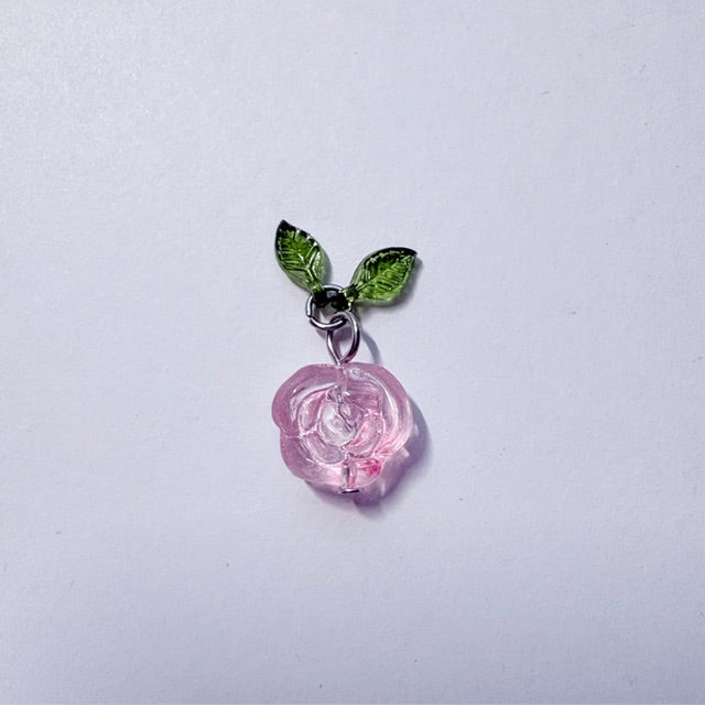 Translucent Glass Rose Charms