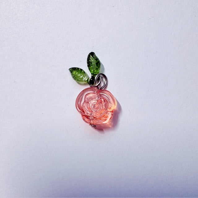 Translucent Glass Rose Charms