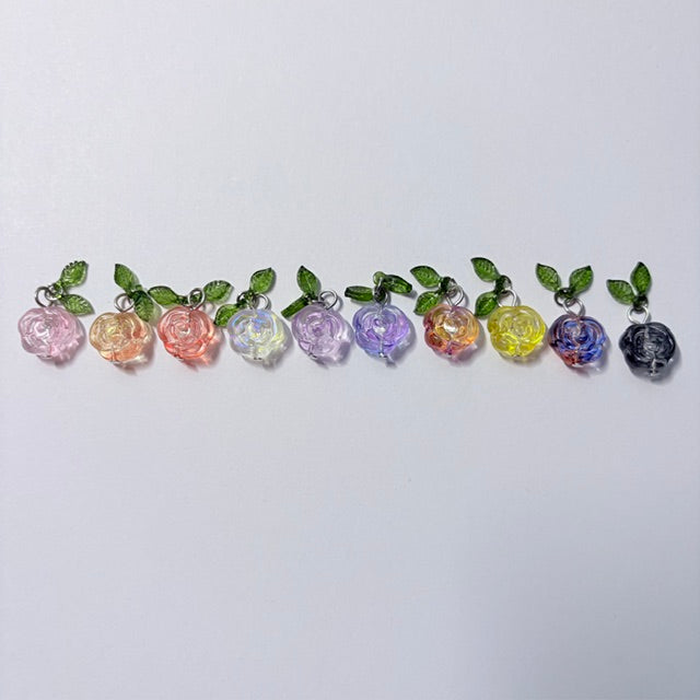 Translucent Glass Rose Charms