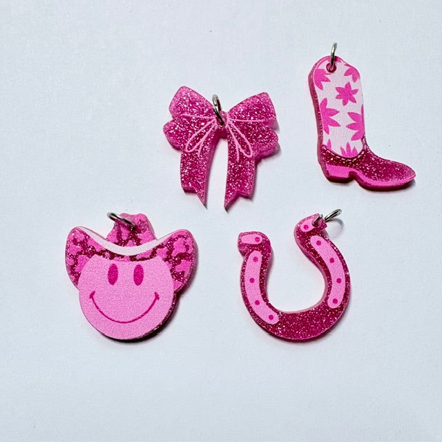 Sparkly Pink Cowgirl Charm Set