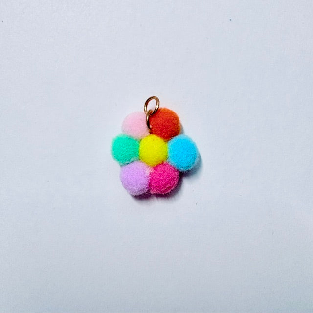 Colorful Pom-Pom Flower Charm