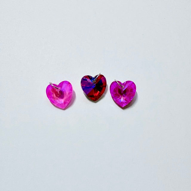 Faceted Crystal Heart Charm Set