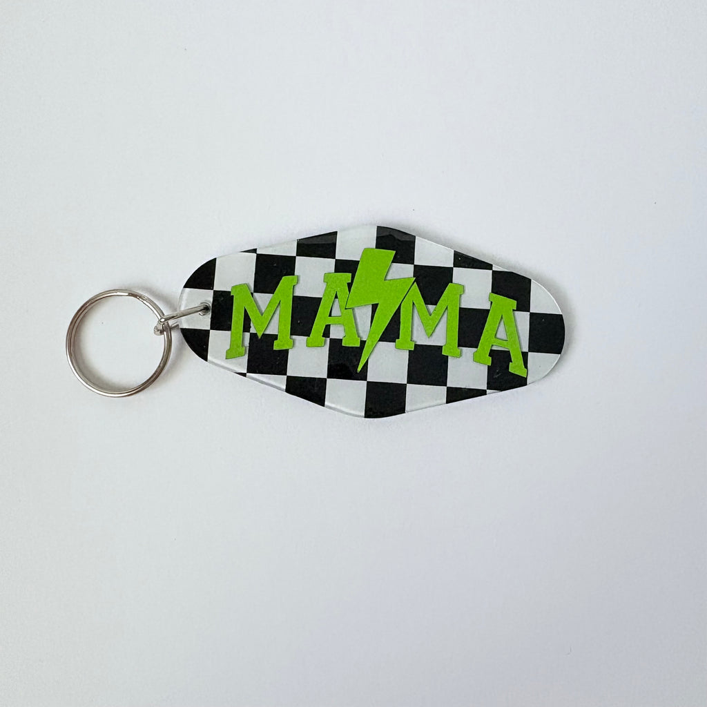 Checkered Mama Retro Keychain