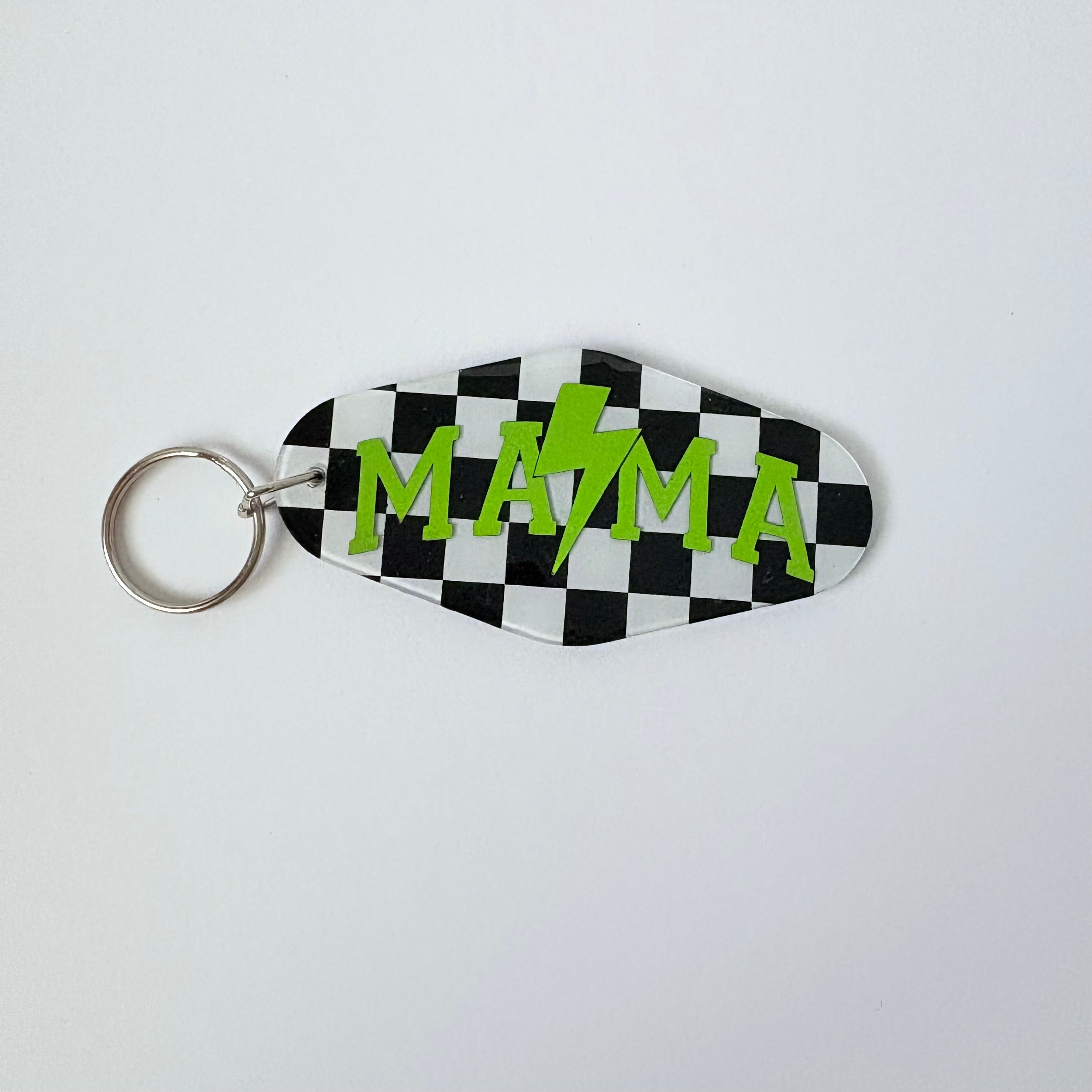 Checkered Mama Retro Keychain
