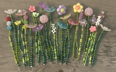 Beaded Flower Bouquet Magenets business cards